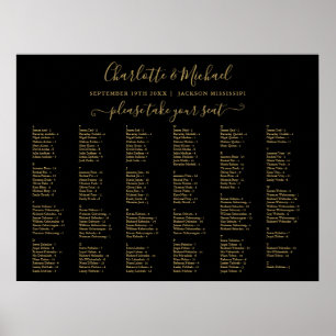 Black And Gold 200 Names Wedding Seating Chart