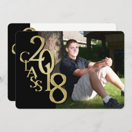 Black and Gold 2018 Graduation Invitation