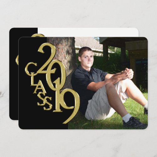 Black and Gold 2019 Graduation Invitation