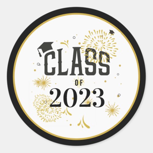 Black and Gold 2021 Graduation Celebration Party I Classic Round Sticker