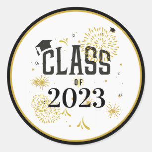 Black and Gold 2021 Graduation Celebration Party I Classic Round Sticker