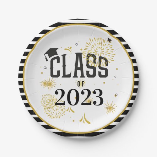 Black and Gold 2021 Graduation Celebration Party I Paper Plates