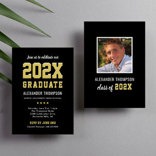 Black and Gold 2026 Graduate Party Invitation