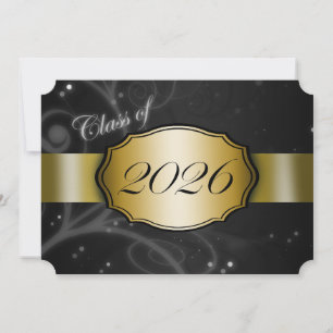 Black and Gold 2026 Graduation Invitation