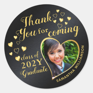 Black and Gold 2026 Graduation Thank You Favors  Classic Round Sticker