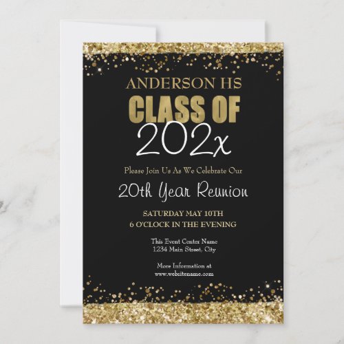 Black and Gold 20th Anniversary School Invitation