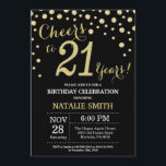 Black and Gold 21st Birthday Diamond Invitation<br><div class="desc">21st Birthday Invitation with Black and Gold Glitter Diamond Background. Gold Confetti. Adult Birthday. Male Men or Women Birthday. For further customization,  please click the "Customize it" button and use our design tool to modify this template.</div>