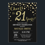 Black and Gold 21st Birthday Diamond Invitation<br><div class="desc">21st Birthday Invitation with Black and Gold Glitter Diamond Background. Gold Confetti. Adult Birthday. Male Men or Women Birthday. For further customization,  please click the "Customize it" button and use our design tool to modify this template.</div>