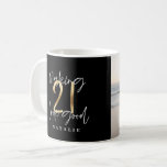 Black and gold 21st birthday modern script photo coffee mug<br><div class="desc">Modern black and gold 21st birthday photo  gift. Part of a elegant stylish collection.</div>