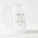 Black and gold 21st birthday modern script stylish frosted glass beer mug<br><div class="desc">Modern black and gold 21st birthday gift. Part of a elegant stylish collection</div>
