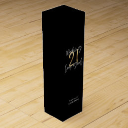 Black and gold 21st birthday modern script stylish wine box