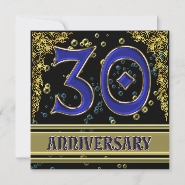 Black and Gold 30th Anniversary party Invitation (Front)
