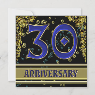 Black and Gold 30th Anniversary party Invitation