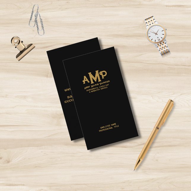 Black and Gold 3 Letter Monogram Business Logo  Business Card (Creator Uploaded)