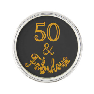 Black and Gold 50 and Fabulous Lapel Pin
