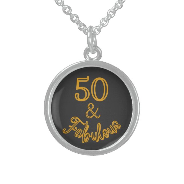 Black and Gold 50 and Fabulous  Sterling Silver Necklace (Front)