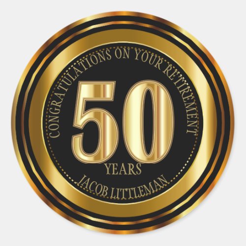 Black and Gold _ 50 Years Classic Round Sticker