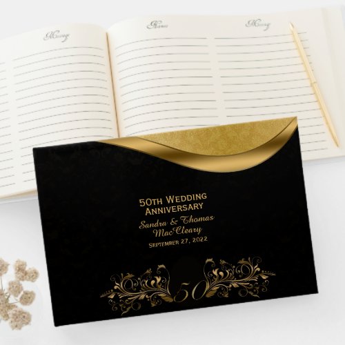 Black and Gold 50th Anniversary Custom Guest Book