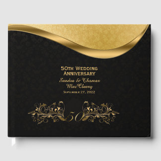 Black and Gold 50th Anniversary Custom Guest Book