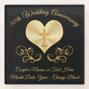 Black and Gold 50th Anniversary Gift Ideas Coaster