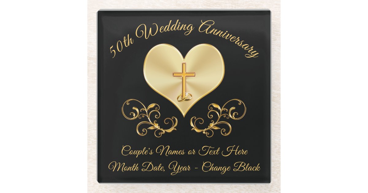 Black and Gold 50th Anniversary Gift Ideas Coaster Zazzle