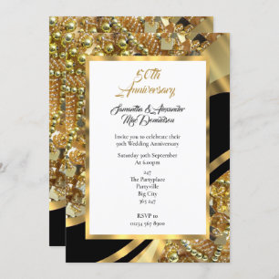 Black and gold 50th anniversary invitation