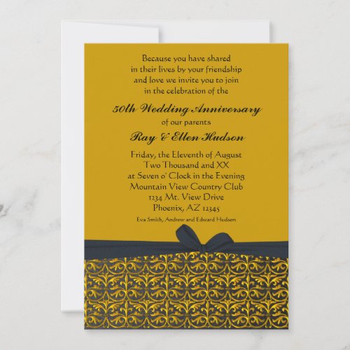 Black and Gold 50th Anniversary Invitations