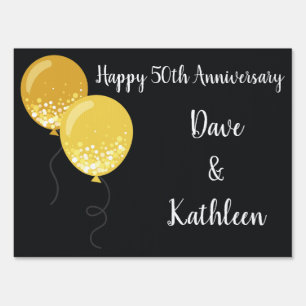 Black and Gold 50th Anniversary Party Lawn Sign