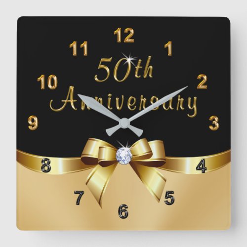 Black and Gold 50th Anniversary Presents Clock