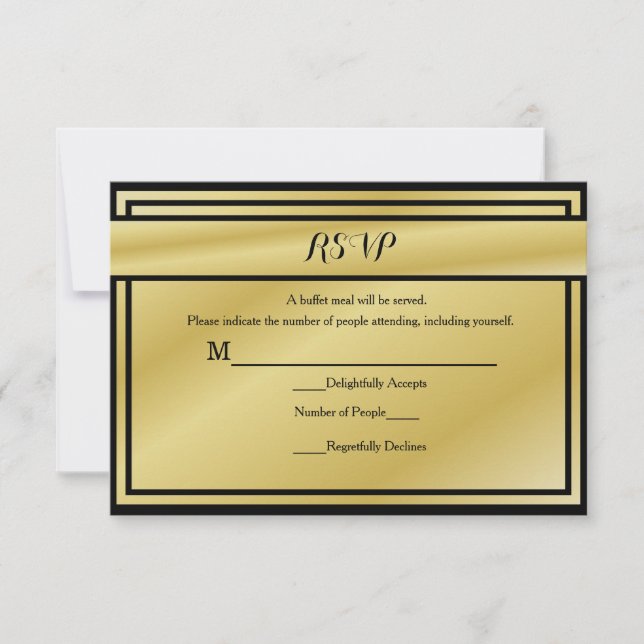 Black And Gold 50th Anniversary RSVP for Buffet Card (Front)