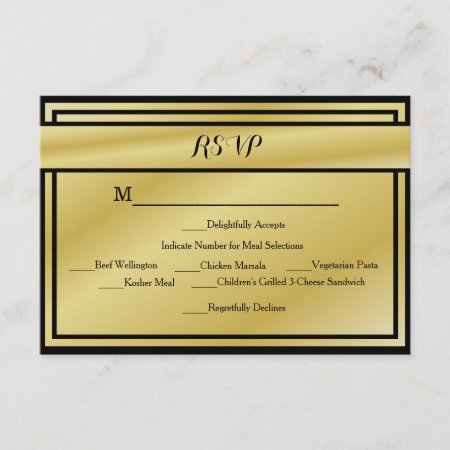 Black And Gold 50th Anniversary Rsvp W/ Meals
