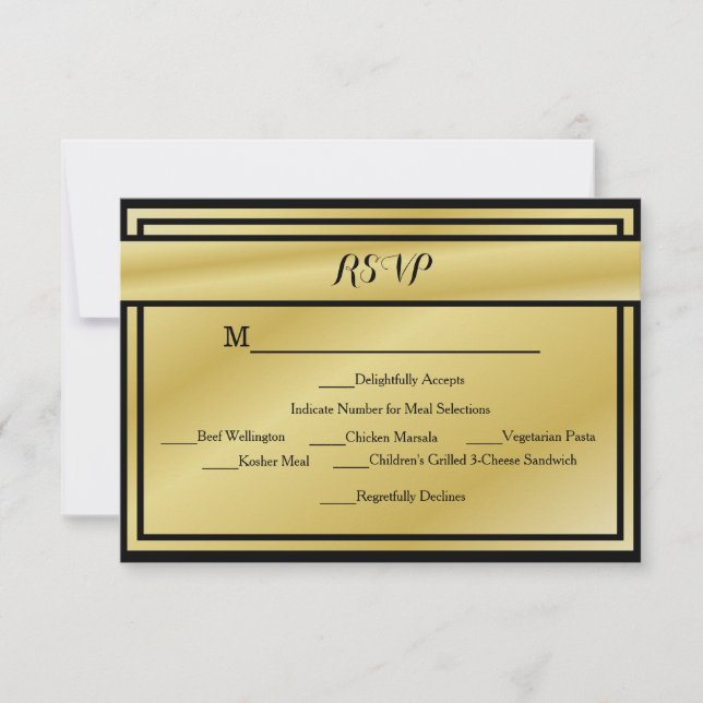 Black And Gold 50th Anniversary RSVP w/ Meals (Front)