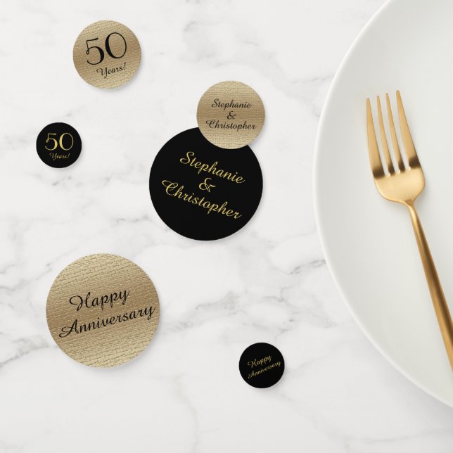 Black and Gold 50th Anniversary Table Decoration Confetti (Group)