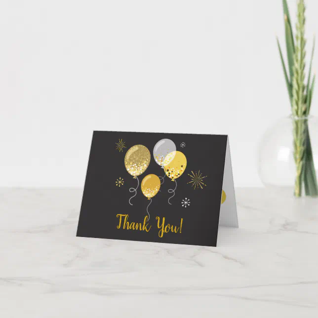 Black and Gold 50th Anniversary Thank You Card | Zazzle