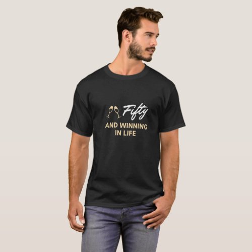 Black and Gold 50th Birthday Event T_Shirt