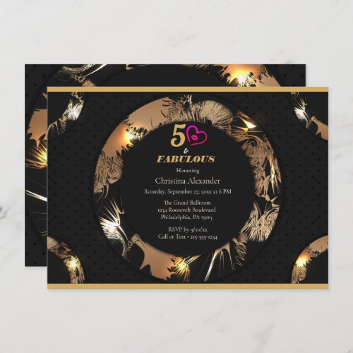 Black and Gold 50th Birthday Party Classic   Invitation