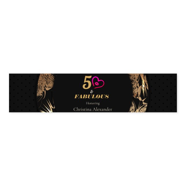 Black and Gold 50th Birthday Party Classic  Napkin Bands (Unfolded)