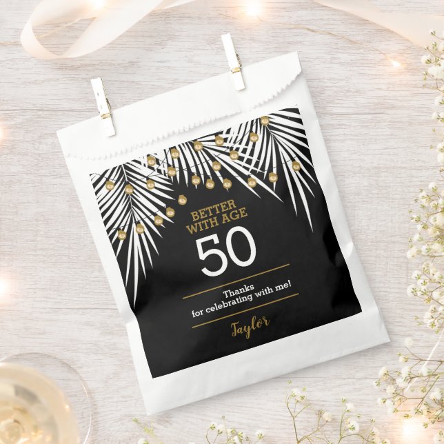 Black and Gold 50th Birthday Party Favor Bag (Clipped)