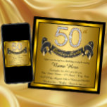 Black and Gold 50th Birthday Party Invitation<br><div class="desc">Elegant diamond numbers and banner black and gold 50th birthday party invitation. This beautiful black and gold 50th birthday party invitation is easily customized for your event. This striking design works well for a man or woman.</div>