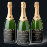 Black And Gold 50th Birthday Sparkling Wine Label<br><div class="desc">These black and gold sparkling wine labels make a perfect gift or favor! Easily edit the names and date. Check out our website www.wordsandconfetti.com for more !</div>