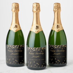 Black And Gold 50th Birthday Sparkling Wine Label