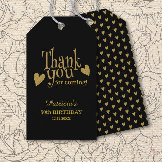 Black And Gold 50th Birthday Thank You Favor Gift Tags
