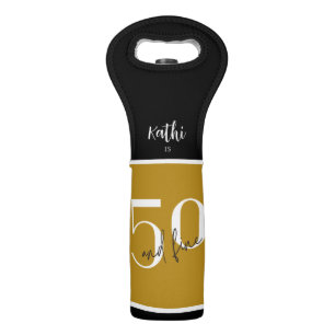 Black and Gold   50th Birthday Wine Bag