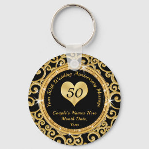 Black and Gold 50th Wedding Anniversary Souvenirs Keychain