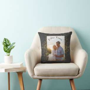 Black and Gold 50th Wedding Anniversary Throw Pillow