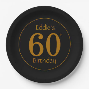 Black and Gold 60th Birthday Party  Paper Plates