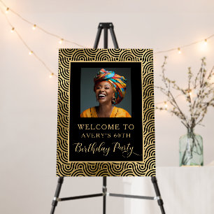 Black and Gold 60th Birthday Party Photo Welcome Foam Board