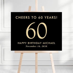 Black And Gold 60th Birthday Party Welcome Sign