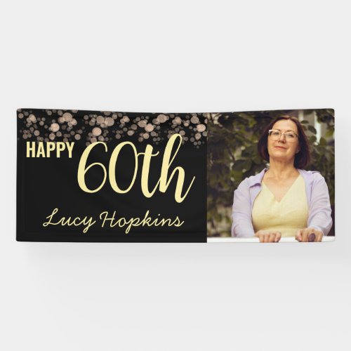 Black and Gold 60th Birthday Photo Banner