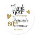 Black And Gold 60th Birthday Thank You Favor